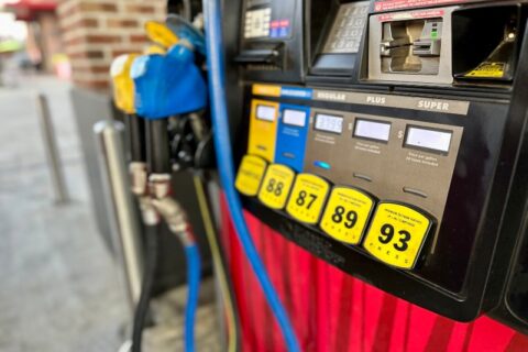 Fuel Pump with Different Fuel Octane Level at a Fuel Station in Portland, OR