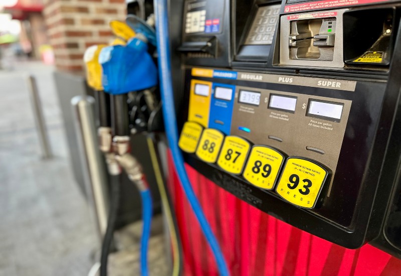 Fuel Pump with Different Fuel Octane Level at a Fuel Station in Portland, OR