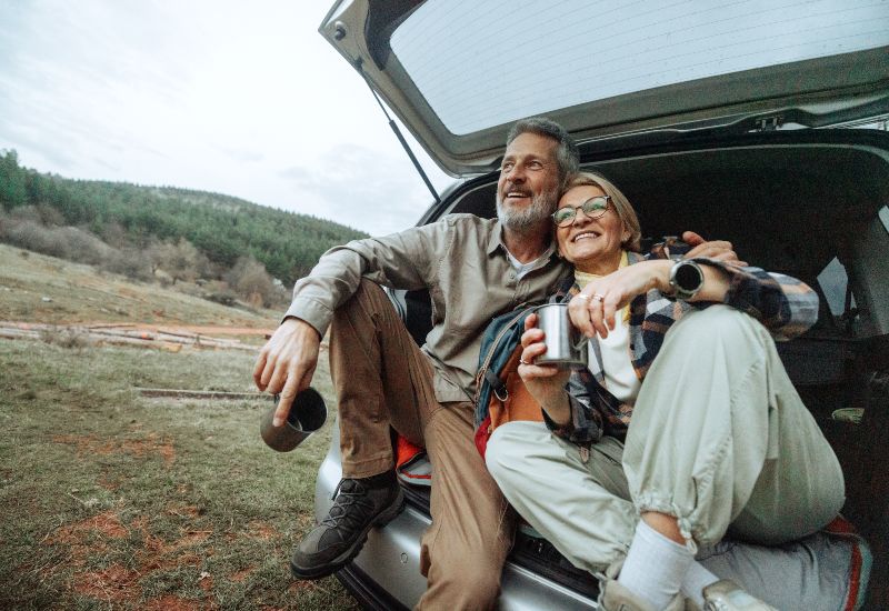 A Couple on a Road Trip with Their Mini Car In Portland, OR